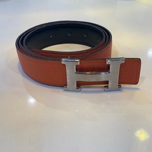 Hermes Size 95 Black/orange men’s belt